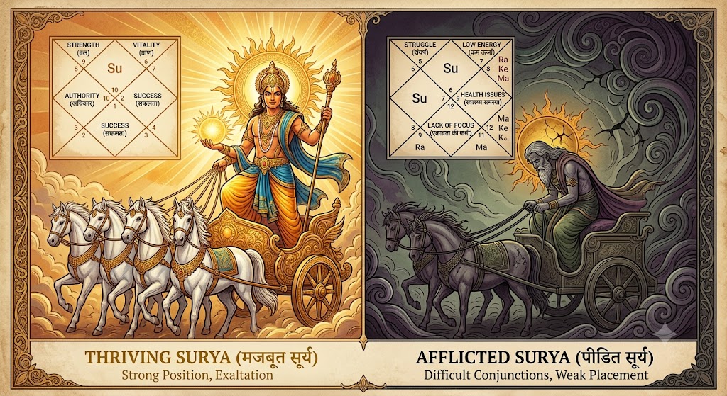 Is Your Sun Thriving or Struggling? How to Spot a Strong vs. Afflicted Surya in Your Chart